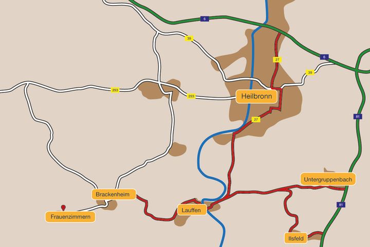 Route discription to Hinz GmbH in Güglingen-Frauenzimmern