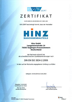 Zertifikat DIN 3834 W1
